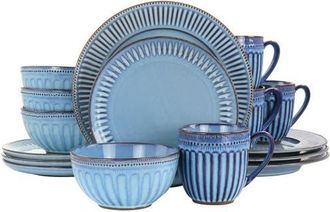 Gibson Home Mendocino 16 Piece Stoneware Dinnerware Set in Blue at Nordstrom