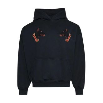 Rhude Hoodies, male, Black, L, Black Dog Motif Jumper Hoodie