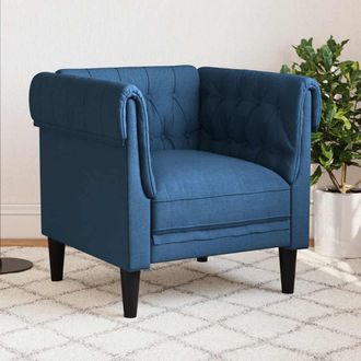 vidaXL Sill&oacute;n Chesterfield De Tela Azul Vidaxl