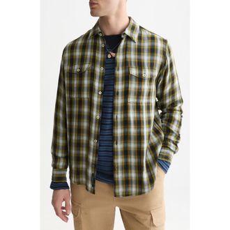 Scotch & Soda Relaxed Fit Plaid Double Face Cotton Button-Up Shirt in Meteorite Check at Nordstrom, Size Xx-Large