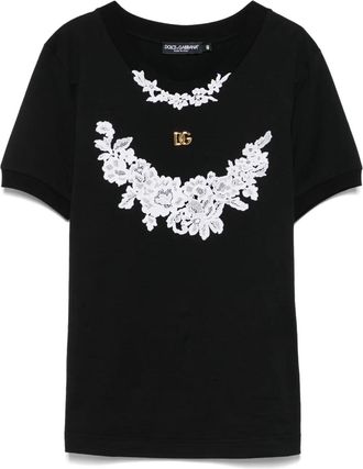 Dolce & Gabbana T-shirt DNA con pizzo - Nero