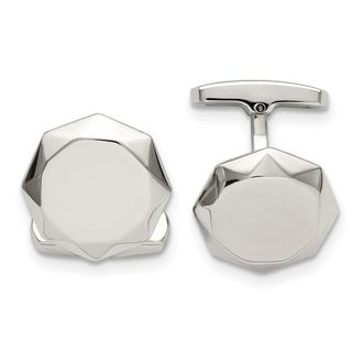 Diamond2Deal Stainless Steel Polished Geometric Cuff Links