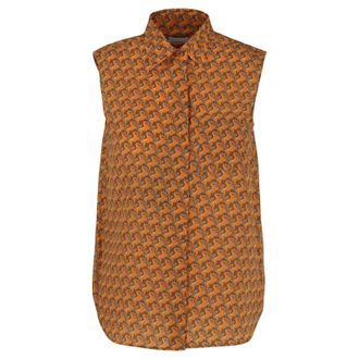 Burberry Unicorn Printed Sleeveless Silk Shirt Size S