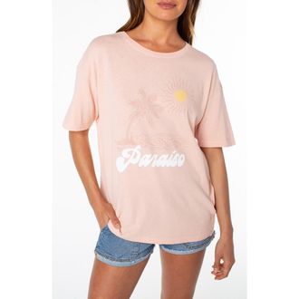Roxy Paraiso Oversize Cotton Graphic T-Shirt in Pink Champagne at Nordstrom, Size Large