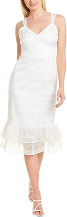 Theia Sweetheart Lace Midi Dress