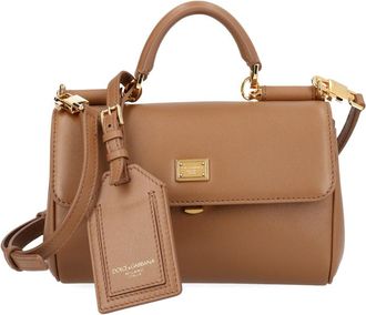 Dolce & Gabbana Womens My Sicily Bag Brown Leather Pvc Handbags Hand