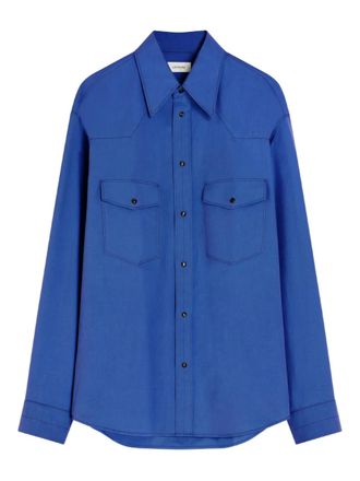Christophe Lemaire yoke-detail chest-pockets shirt - men - Cotton - 48 - Blue