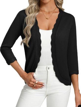 Grace Karin Womens Cardigans 3/4 Sleeve Curved hem Cardigan Elegant Wedding Guest Bolero Black XXL