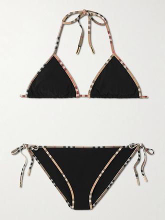 Burberry Bikini A Triangolo Con Profilo A Quadri - Nero