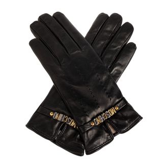 Moschino Guanti in Pelle con Logo - - Accessories - Donna - Nero - L