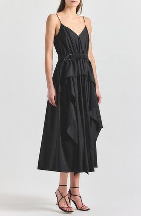 Derek Lam Hattie Ruffle A-Line Dress in Black at Nordstrom, Size 12