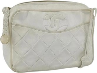 Chanel Pre-owned Vintage Leren Crossbodytas - Dames - Vintage Schoudertas - Wit - ONE Size - Leer - Vintage