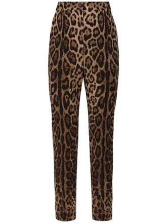 Dolce & Gabbana high-waisted leopard-print trousers - Brown