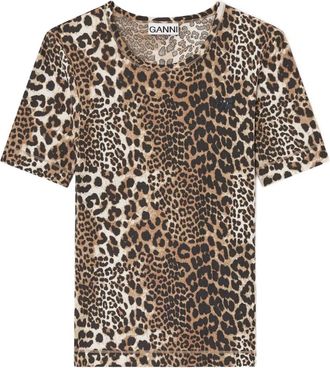 Ganni rib short-sleeve T-shirt - Brown