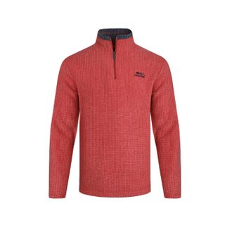 Weird Fish Mens Newark Grid Eco Friendly Quarter Zip Fleece Top (Barberry Red Marl) - Size 4XL
