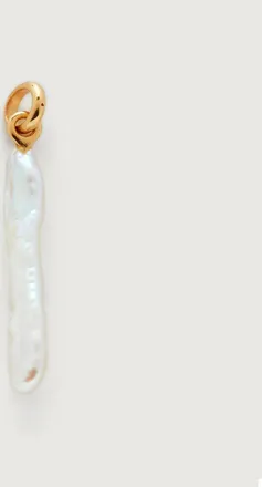 Monica Vinader Gold Nura Skinny Biwa Pearl Pendant Pearl