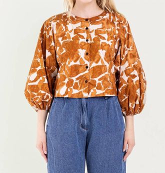 Bel Kazan Colby Puff Sleeve Top In Santa Fe
