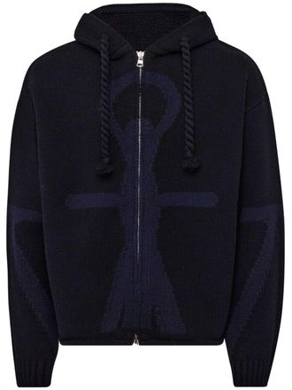 J.W.Anderson Hoodie met anker logo en rits - Zwart