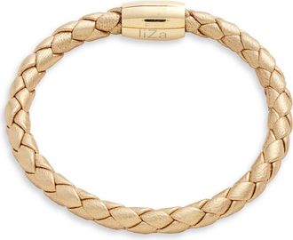 Liza Schwartz Stainless Steel & Leather Bracelet in Gold at Nordstrom Rack