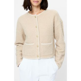 French Connection Effie Boucl&eacute; Cardigan in Oatmeal Melange at Nordstrom, Size X-Small