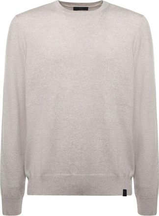 Fay Rondgebreide trui - Heren - Ronde hals truien - Grijs - XL - Wol - Truien & Vesten