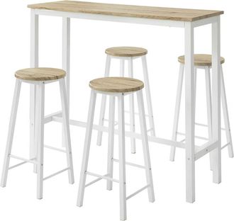 SoBuy Juego de mesa alta de bar y 4 taburetes para comedor metal blanco