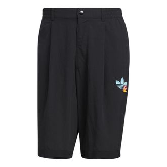 adidas Mens adidas originals Y2K Shorts 2 Solid Color Logo Pattern Straight Sports Black HM8037