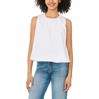 CeCe by Cynthia Steffe Cotton Poplin Bubble Top in White at Nordstrom, Size X-Large