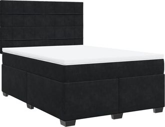 vidaXL Cama Box Spring Con Colch&oacute;n Terciopelo Negro 160x200 Cm Vidaxl