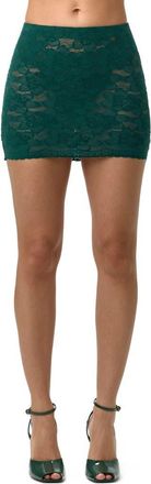 Naked Wardrobe Floral Lace Miniskirt in Pine Green at Nordstrom, Size X-Large