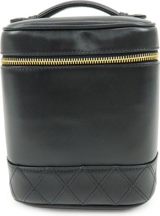 Chanel Vanity Leather Black Leather Handbag (Pre-Owned)