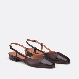 Jonak Leren ballerinas met hak Dhapou