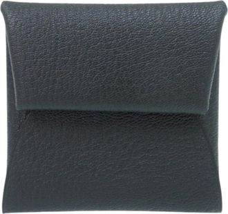 Herm&egrave;s Bastia Blue Chevre Leather Coin Purse/Coin Case (Pre-Owned)