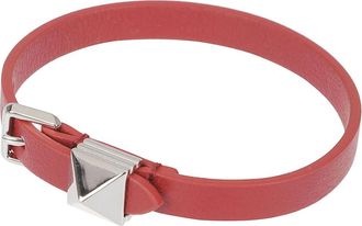 Valentino Garavani Rockstud Leather Bracelet - Dames - Armbanden - Rood - ONE Size - Leer - Accessoires
