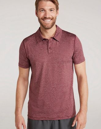 Mountain Warehouse Mens Mountain Warehouse Mens Agra Stripe Polo Shirt - Red - Size: 46