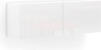 Dmora Mueble Colgante Ostrense, 2 Compartimentos, Hecho En Italia, 39x37h Cm Blanco Brillante