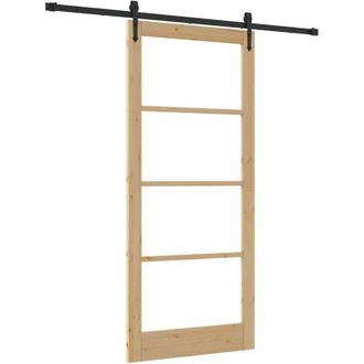 vidaXL Vidaxl - Puerta Deslizante Manual Marr&oacute;n 93 X 211 Cm Madera Y Metal