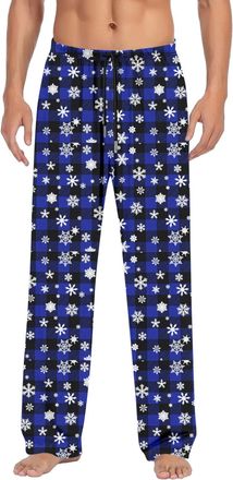 Generic Mens Pyjama Bottoms Men Christmas Pajama Pants Christmas Theme Breathable Flannel Pyjama Trousers Xmas PJ Pants Mens Xmas Bottoms Elastic Waist Trouse
