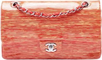 Chanel Pre-owned Gestreepte Patent Leren Schoudertas - Dames - Vintage Schoudertas - Oranje - ONE Size - Leer - Vintage