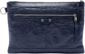 Balenciaga Pre-owned Vintage Clutch - Dames - Vintage Clutch - Blauw - ONE Size - Leer - Vintage