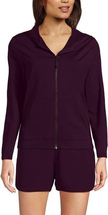 Lands End SunShade UPF 50 Hooded Zip Front Rash Guard in Dark Wine at Nordstrom, Size X-Large
