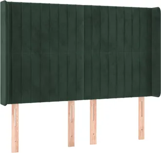 vidaXL Vidaxl - Cabecero Con Orejas De Terciopelo Verde Oscuro 147x16x118/128cm