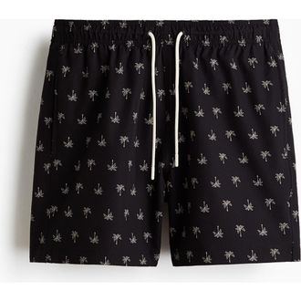 H&M Seersucker Swim Shorts in Black at Nordstrom, Size X-Large