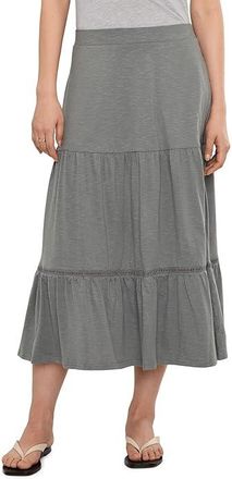 Toad&Co Marigold Tiered Midi Skirt Womens Skirt Slate : MD, Cotton/Elastane/Tencel