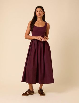 Nobody's Child Burgundy Colorado Midi Dress