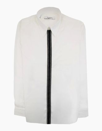 Givenchy Mens Givenchy Branded Placket Point Collar Shirt White 100 - Size: 38/Regular