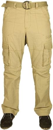 KAM Mens 2 in 1 Trousers to Shorts Casual Cargo Combat Pockets Pants with Belt 28-60 (30R, Stone)