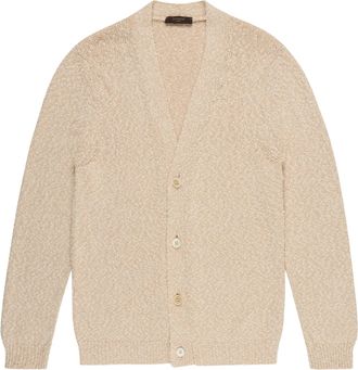 Zanone Neutral Textured Knit Button-Down Cardigan