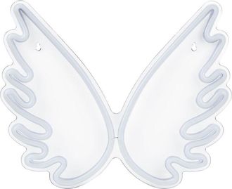 Beliani Beliani - Letrero Led De Ne&oacute;n Blanco Pvc Luces Alas De &Aacute;ngel Accesorio Decorativo Gabriel