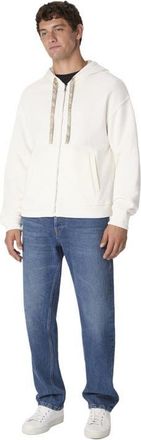Missoni Cotton Fleece Cardigan With Zigzag Insert And Hood in White at Nordstrom, Size X-Large